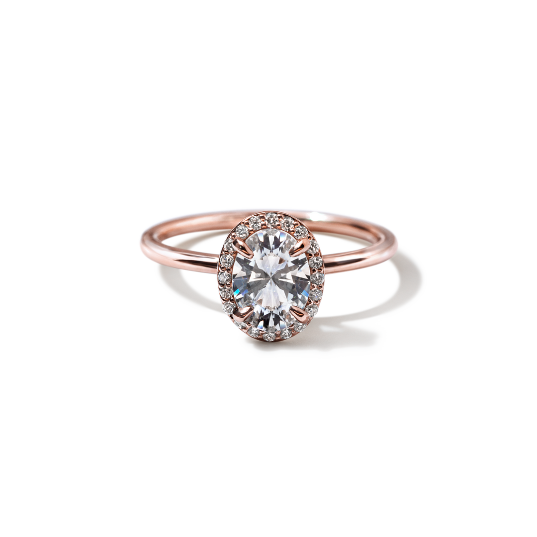 18k Gold Solitaire Halo Engagement Ring