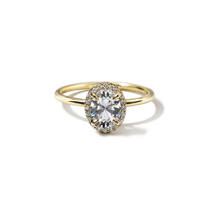 18k Gold Solitaire Halo Engagement Ring