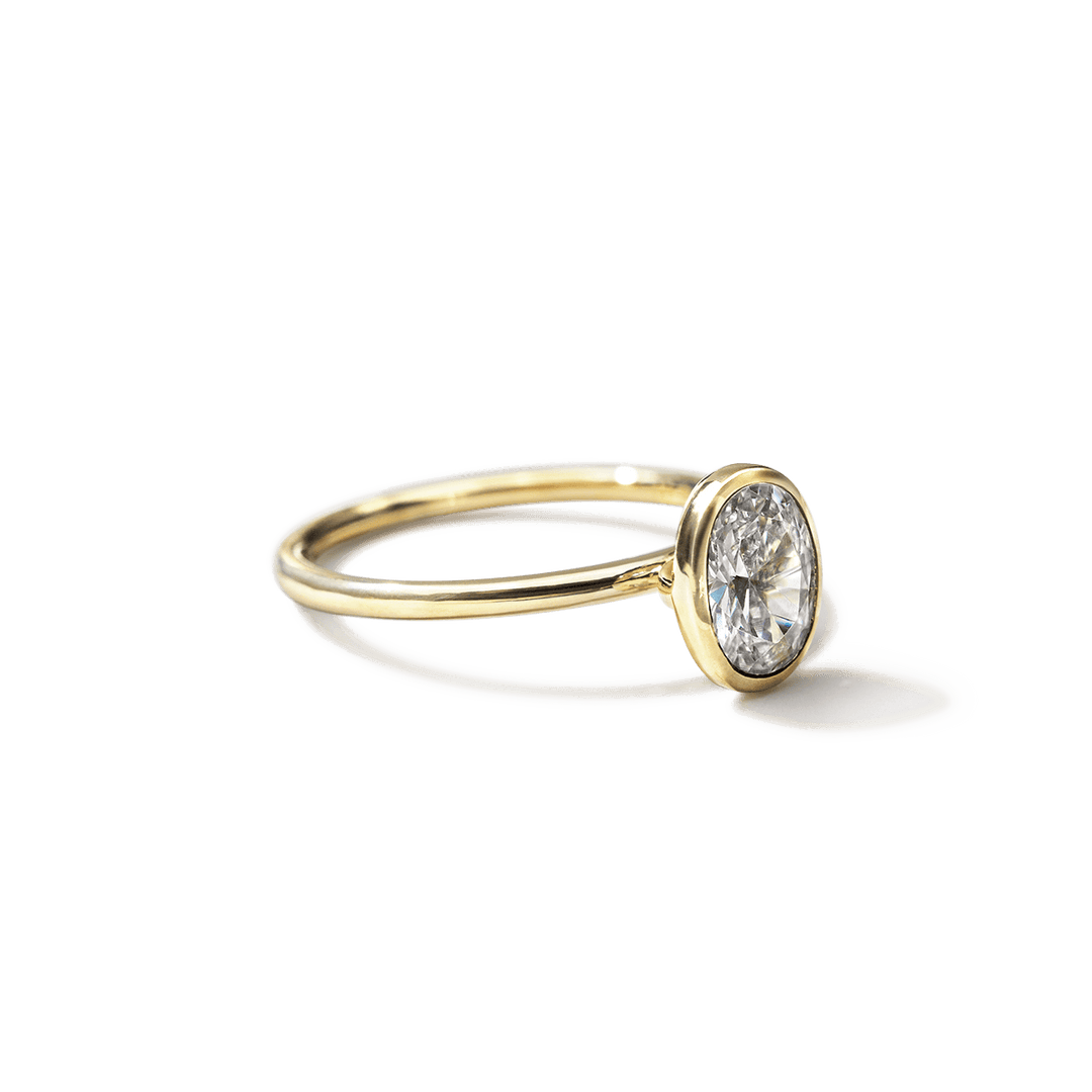 18K Gold Bezel Engagement Ring