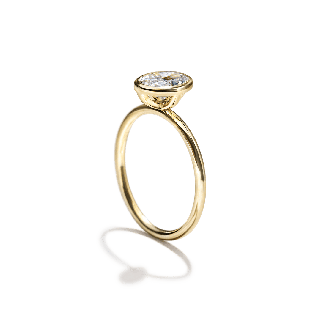 18K Gold Bezel Engagement Ring