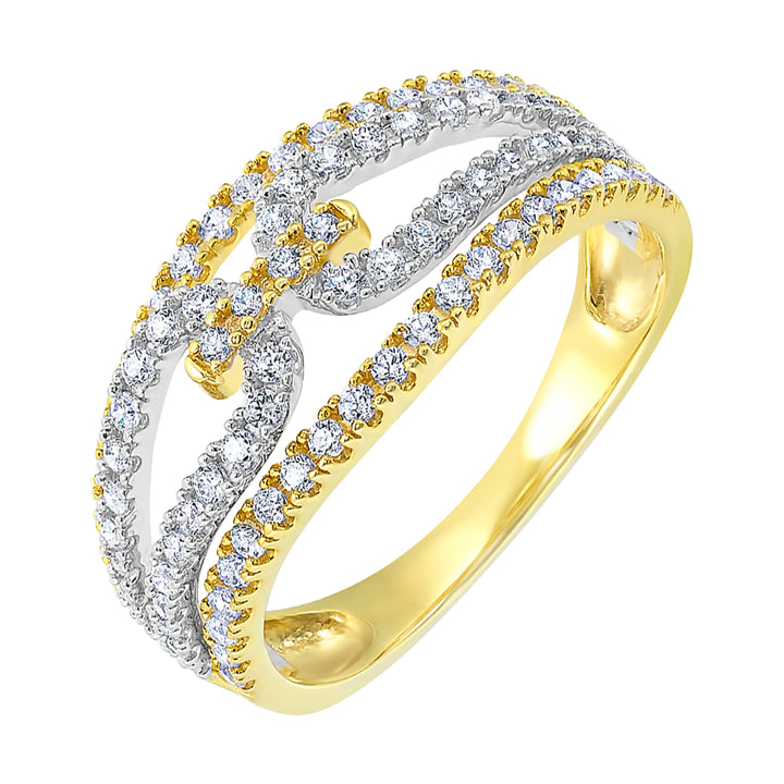 10K White Yellow Gold Diamond 3/4Ctw Ring