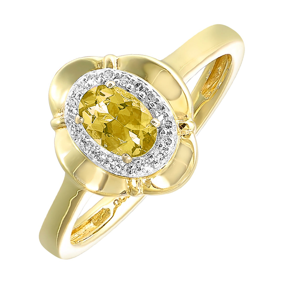 10Kt Yellow Gold Diamond 1/20Ctw & Citrine 3/8Ctw Ring