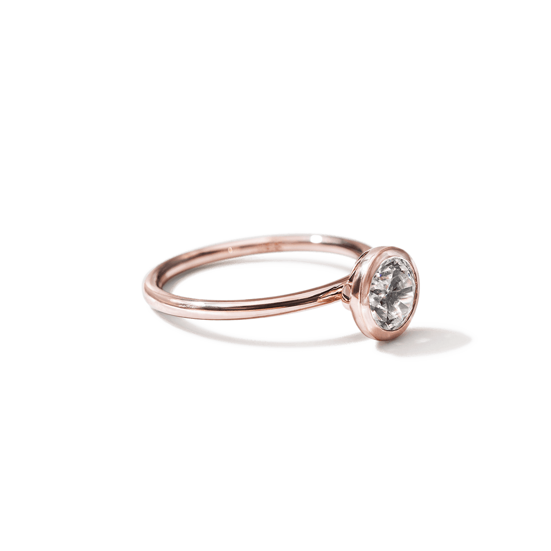 18K Gold Bezel Engagement Ring