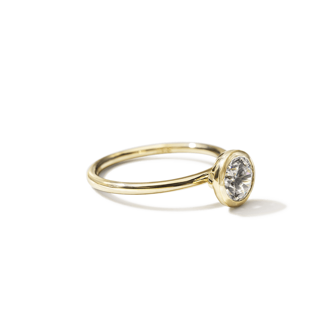 18K Gold Bezel Engagement Ring