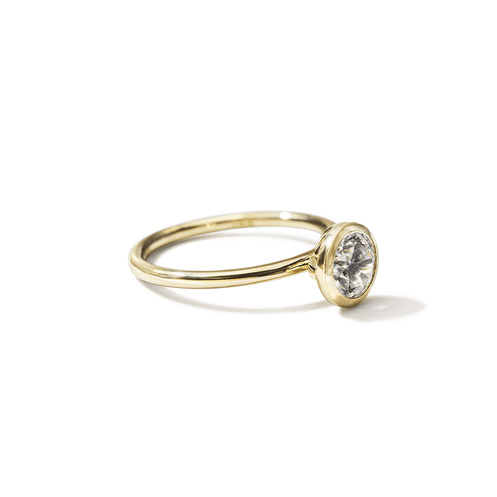 18K Gold Bezel Engagement Ring