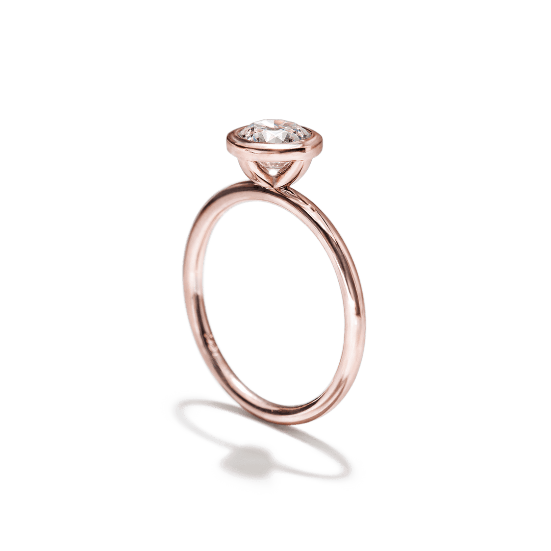 18K Gold Bezel Engagement Ring