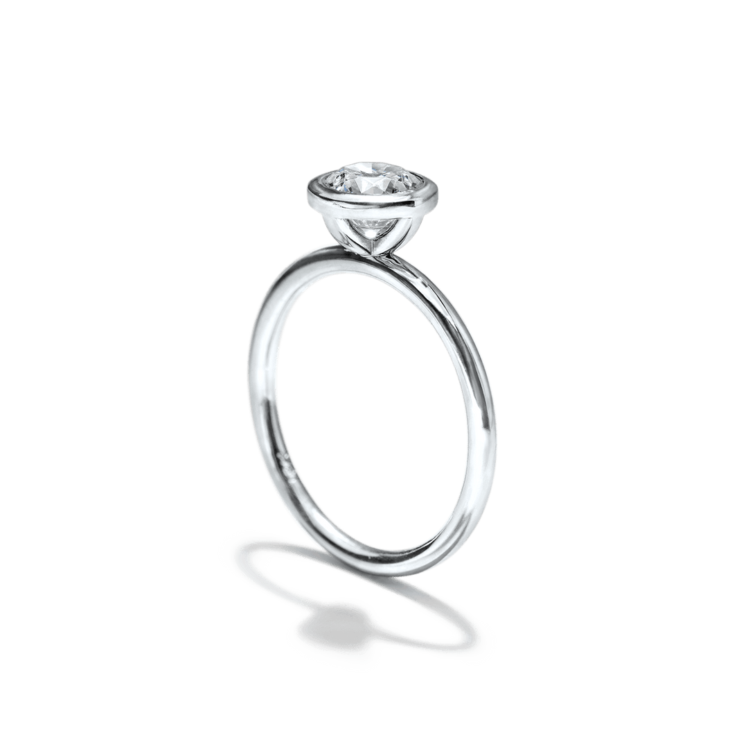 18K Gold Bezel Engagement Ring