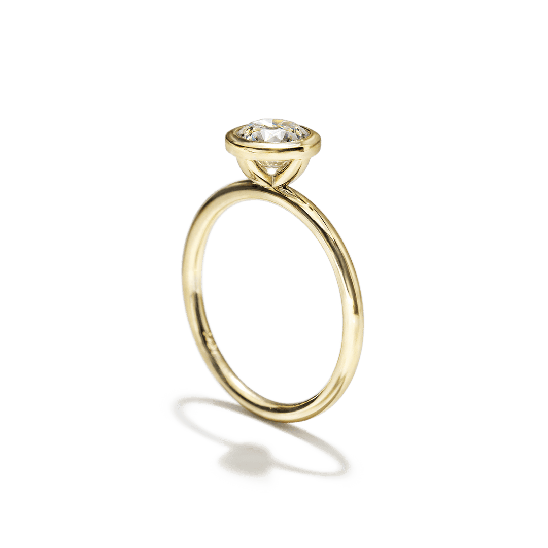 18K Gold Bezel Engagement Ring