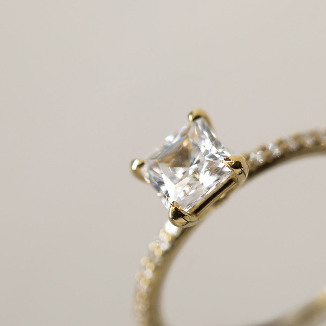 18K Gold Accented Solitaire Engagement Ring