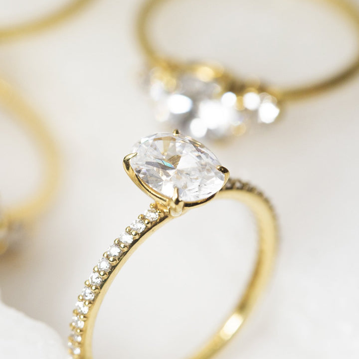 18K Gold Accented Solitaire Engagement Ring