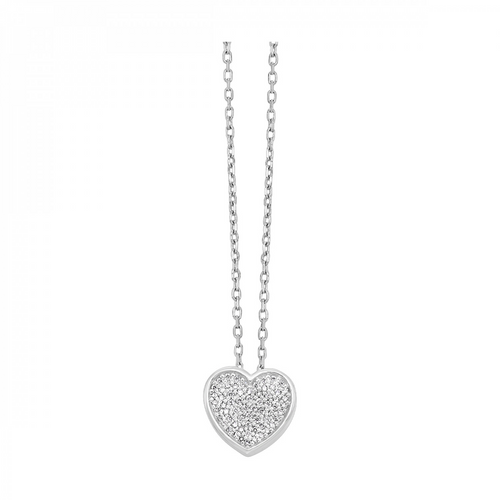 Sterling Silver Natural Diamond Heart Pendant Necklace