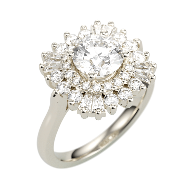 14K White Gold Double Halo Round Diamond Semi-Mount Ring .34CTW.