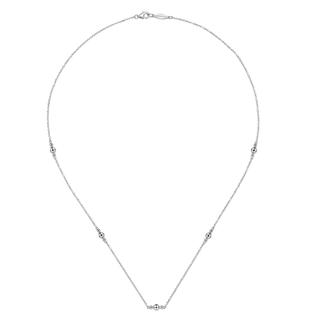 Sterling Silver Station Beaded Necklace