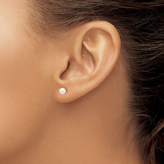 14k White Freshwater Pearl Stud Earrings