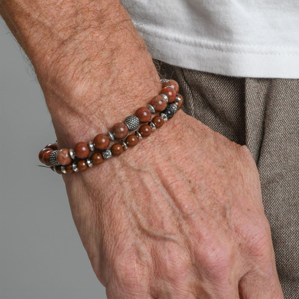 Rainbow Jasper Stones with Black Oxidized Beads Bracelet
