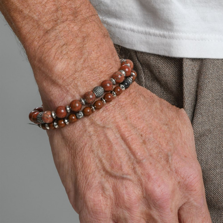 Rainbow Jasper Stones with Black Oxidized Beads Bracelet