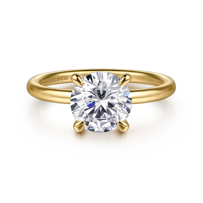 14K Yellow Gold Solitaire Round Diamond Semi-Mount Ring