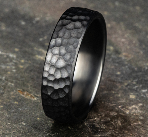 Black Titanium Hammer Comfort Fit 6.5mm Wedding Band