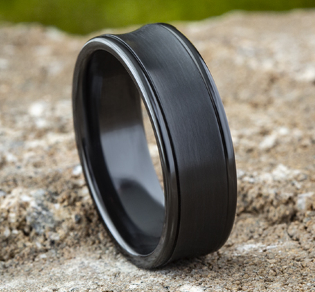 Black Titanium Satin Comfort Fit 7.5mm Wedding Band