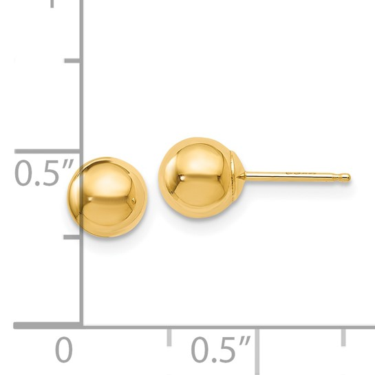 14K Yellow Gold 6mm Ball Stud Earrings