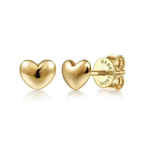 Heart Stud Earrings in 14K Yellow Gold