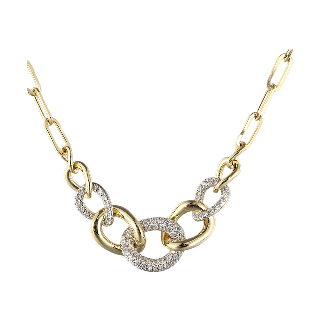 14K Yellow Gold Diamond Cuban Link Necklace (1/7 ctw)