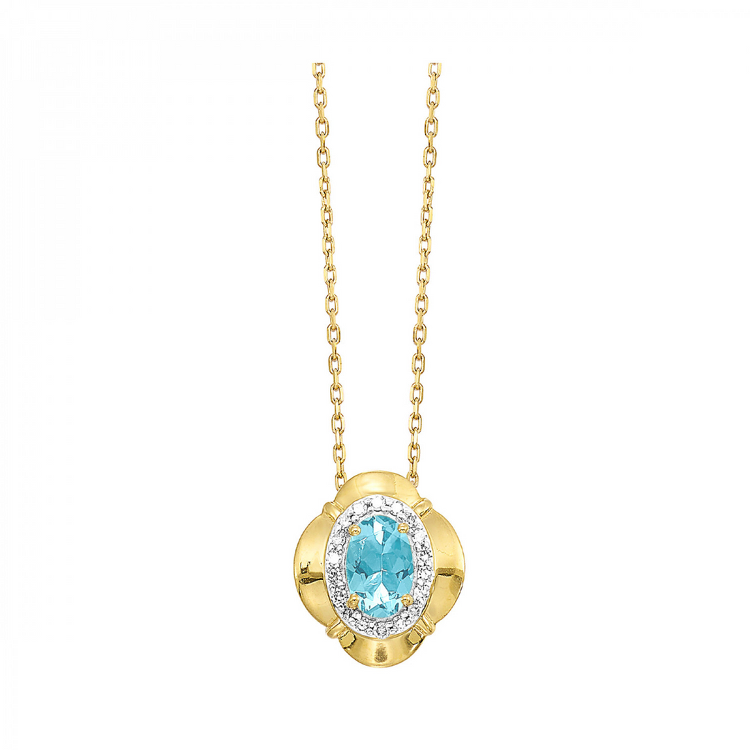 14K Yellow Gold .05CTW. Natural Topaz Statement Pendant Necklace