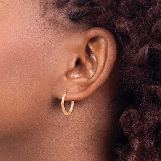 14K Yellow Gold Small Tube Hoop Earrings