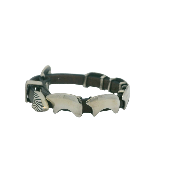 The Golden Bear Sterling Silver Leather Bracelet