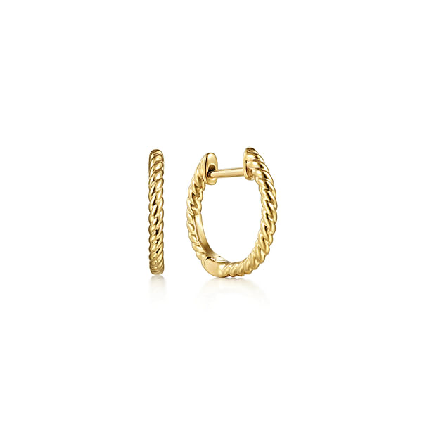 14K Yellow Gold Beaded Hoop Earrings