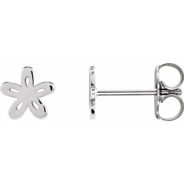 Sterling Silver Floral Earrings 6x6mm