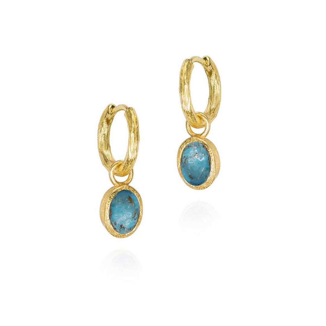 Natural Turquise Hoop earrings in sterling silver with 18k gold Vermeil