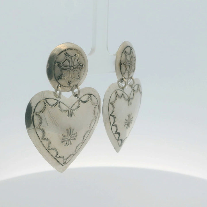 Sterling Silver Artisan Heart Dangle Earrings