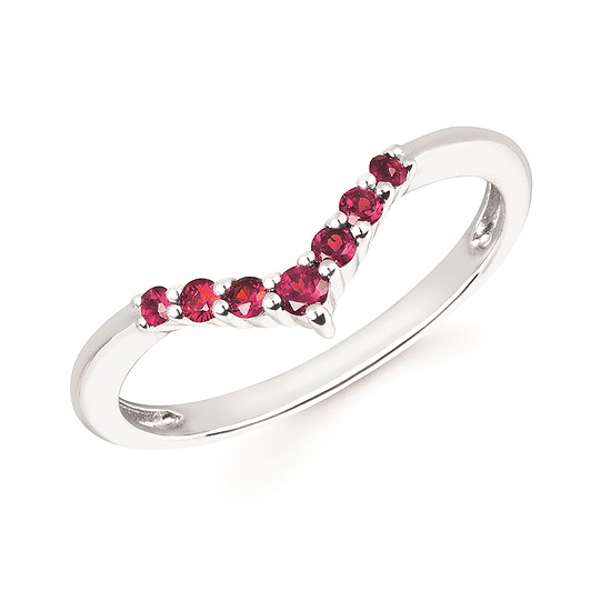 14K White Gold Natural Ruby Pave Ring