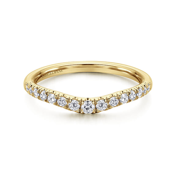 Curved 14K Yellow Gold Diamond Anniversary Band