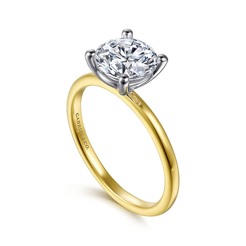14K Yellow Gold Solitaire Round Diamond Semi-Mount Ring with Basket Setting