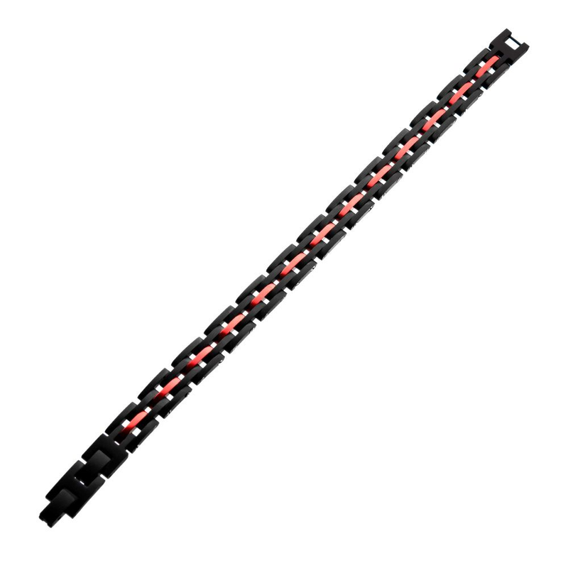 Black & Red Carbon Fiber Link Bracelet