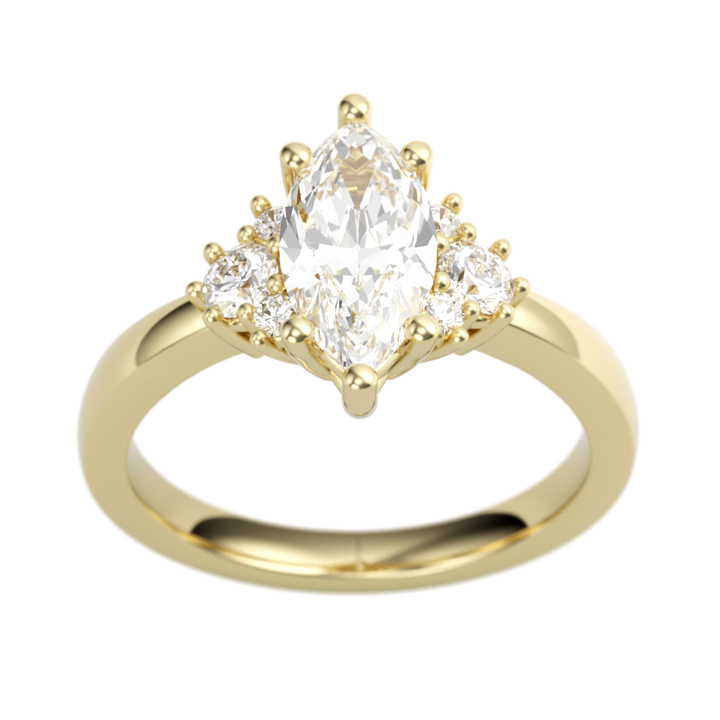 14K Yellow Gold Accented Marquise Diamond Semi-Mount Ring .29CTW.
