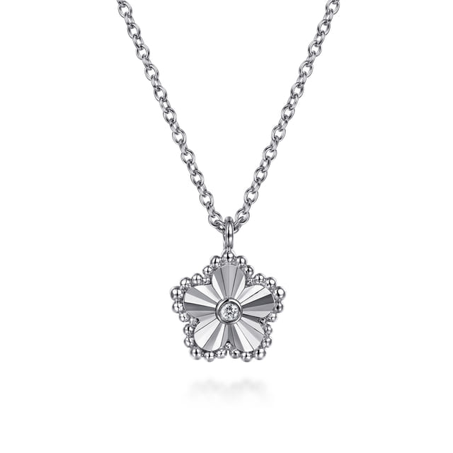 Serling Silver Diamond Pendant Necklace