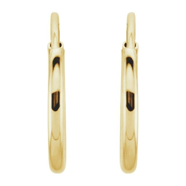 14K Yellow Gold Endless Tube 10mm Hoop Earrings