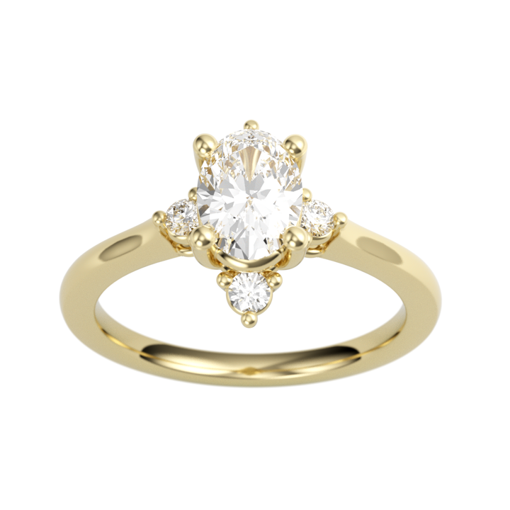 14K Yellow Gold Accented Oval Diamond Semi-Mount Ring .12CTW.