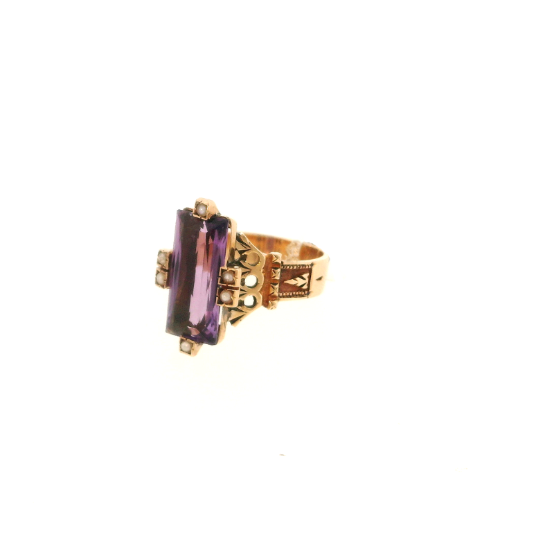 10KY PEARL / AMETHYST RING 074