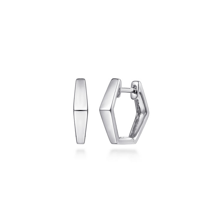Sterling Silver Geometric Huggie Earrings