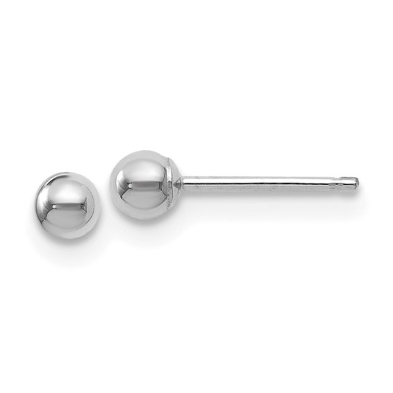 14K White Gold 3mm Ball Stud Earrings