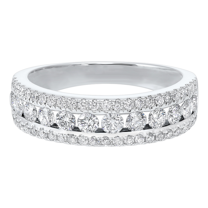 14K White Gold 1.20CTW Natural Diamond Pave Ring