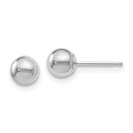 14K White Gold 5mm Ball Stud Earrings