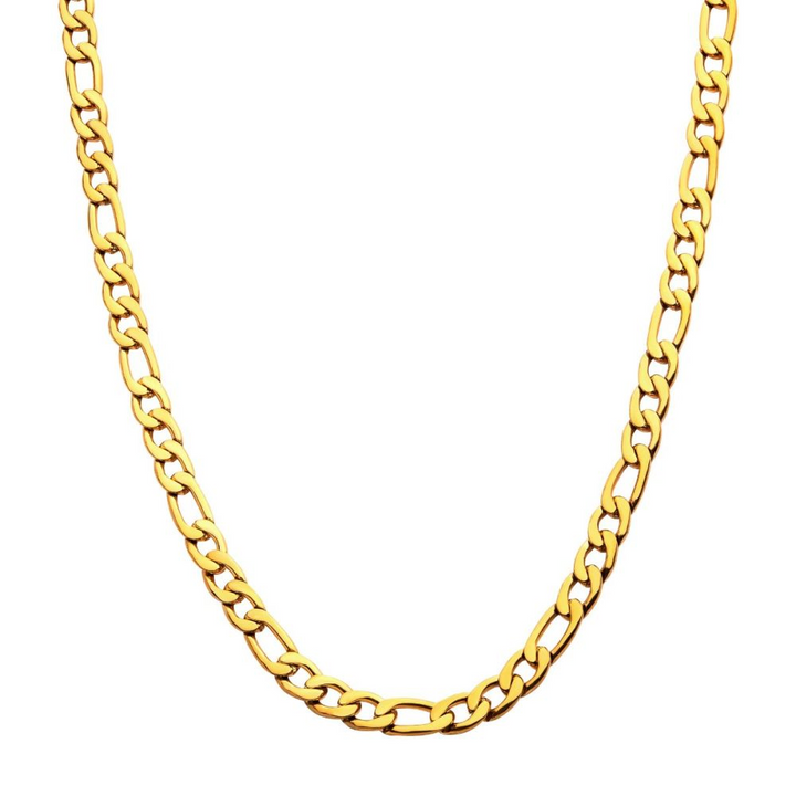 4mm 18Kt Gold Plated Figaro Chain Necklace 24"