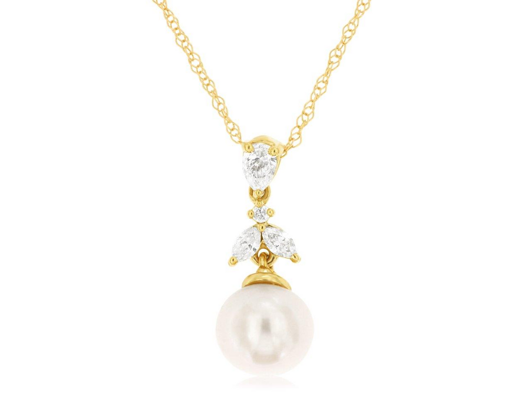 14KY .19 CTW DIA / PEARL PEND