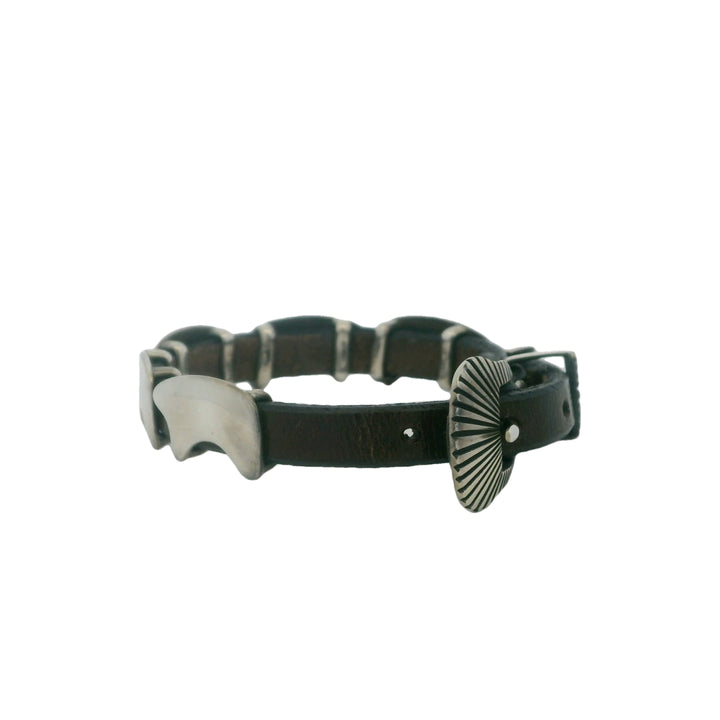 The Golden Bear Sterling Silver Leather Bracelet