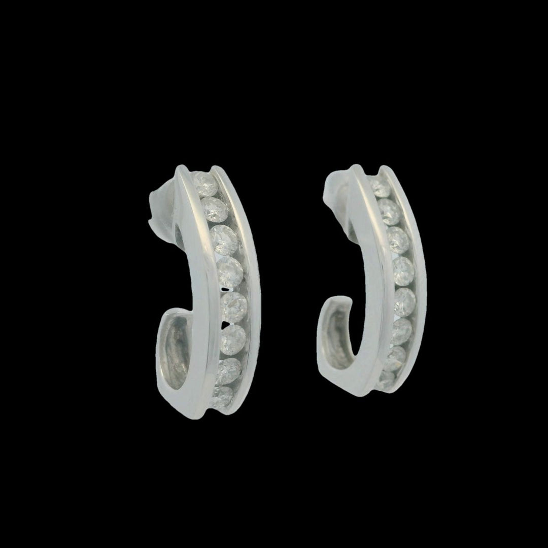 14K White Gold Estimated .75 CTW Natural Diamond Gold Hoop Earrings